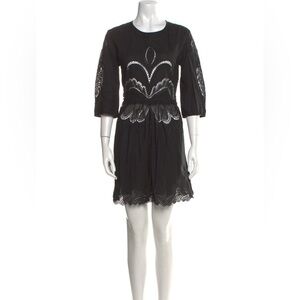 IRO Yante Broderie Anglaise Mini Dress Black Cotton Size 36 Small